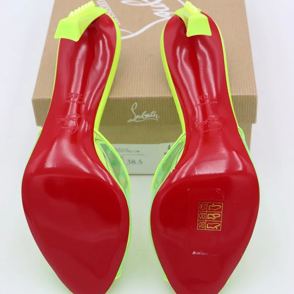Christian Louboutin Condorapik Yellow Iridescent Spike Mule Sandals - Picture 8 of 13